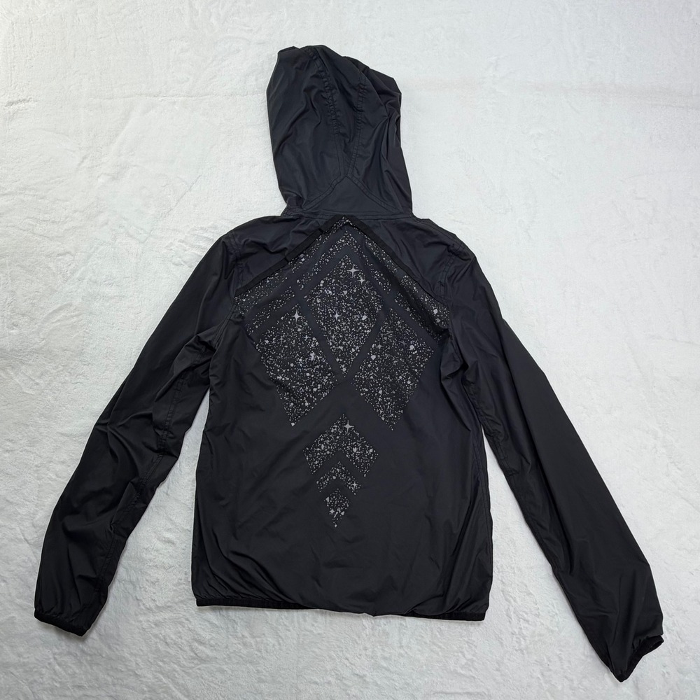 ivivva‎ Black Hooded Jacket Women's Size 12 Starburst Back - Picture 2 of 6